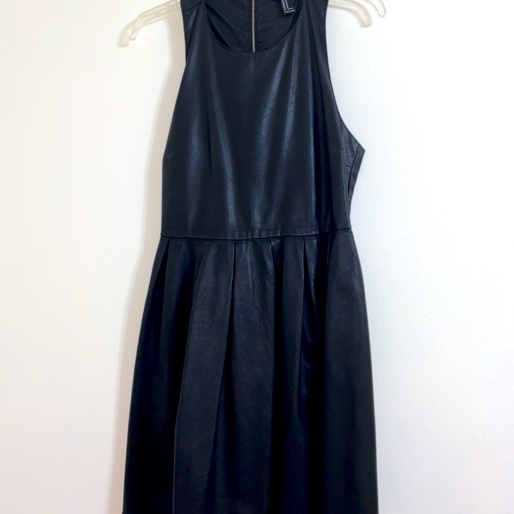 Leather black dress